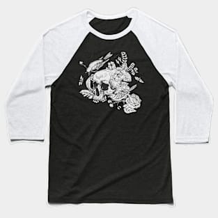 Bird and Skulls Baseball T-Shirt